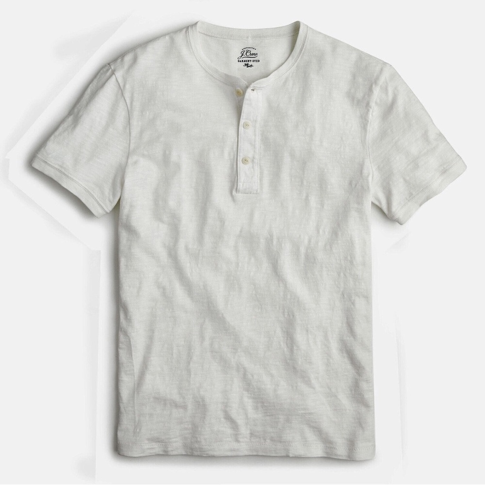 J. Crew Mens Garment Dyed Slub Cotton Short Sleeved Henley